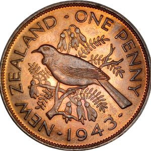 1943 New Zealand Proof Penny - NGC PF63RB