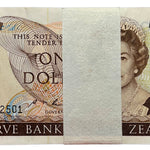 100x 1988 New Zealand Russell AMH Last Prefix One Dollar Mint Bundle