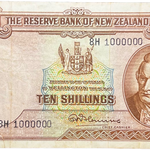1956-67 New Zealand “1 Million” Fleming Ten Shillings