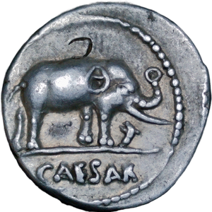 49 BC Julius Caesar Elephant Silver Denarius