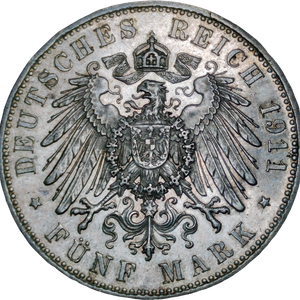 1911 Bavaria Silver 5 Mark
