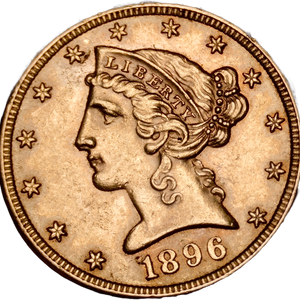 1896-S USA Gold Five Dollars