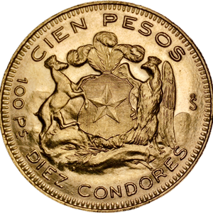 1959 Chile Gold 100 Pesos