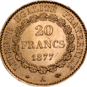 1877 France Gold 20 Francs
