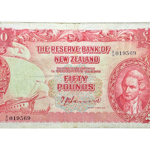 1940-55 New Zealand Hanna Type I Fifty Pounds