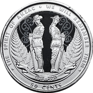 2015 New Zealand Anzac 50 Cents Commemorative Coin
